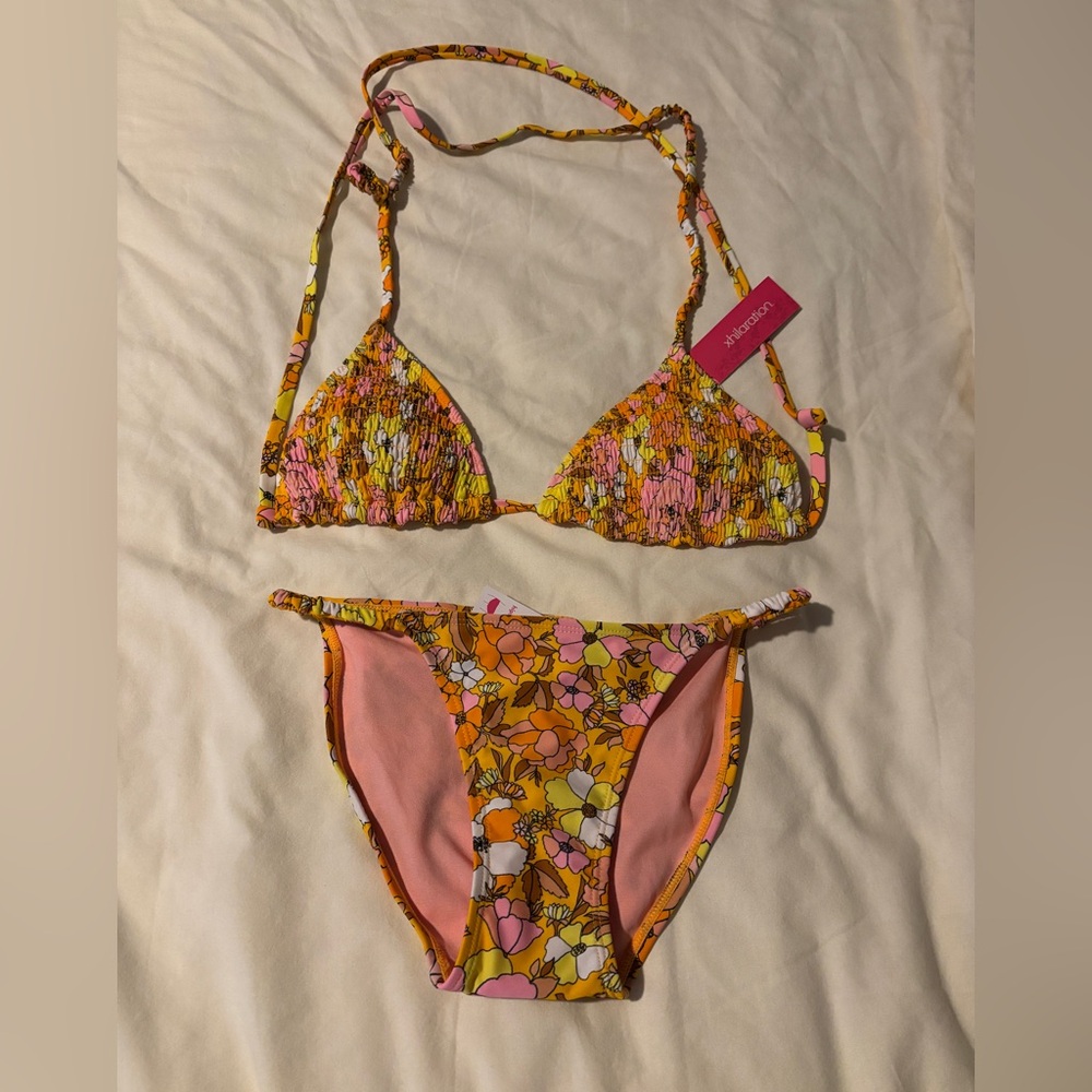 Xhilaration Pink and Yellow Floral Bikini